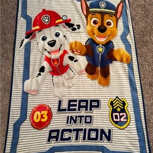 Paw Patrol Blue & Red Chase and Marshall Plush Blanket